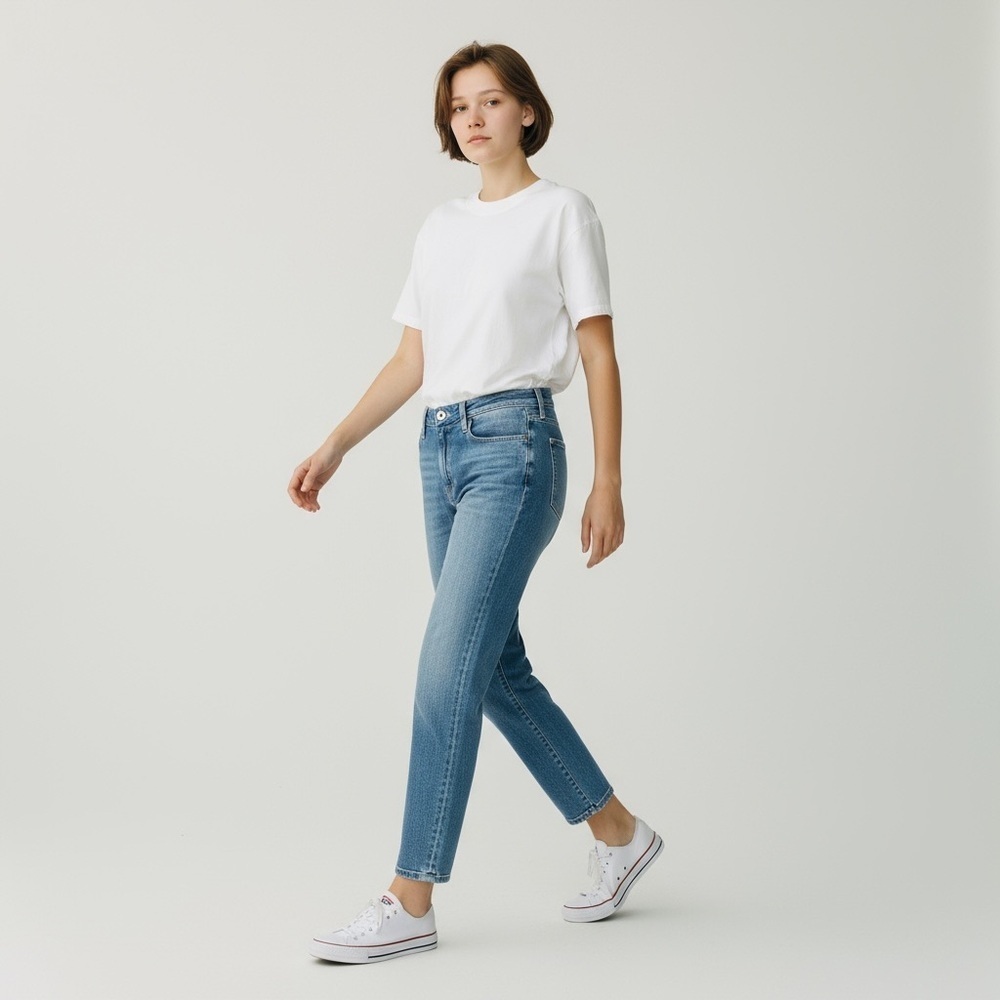 Paige Carter Slim Straight leg Mid Rise Rise Jeans